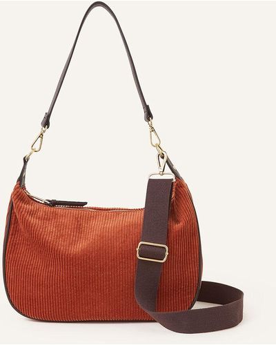 Accessorize Women's Orange Cotton Cord Shoulder Bag - Red