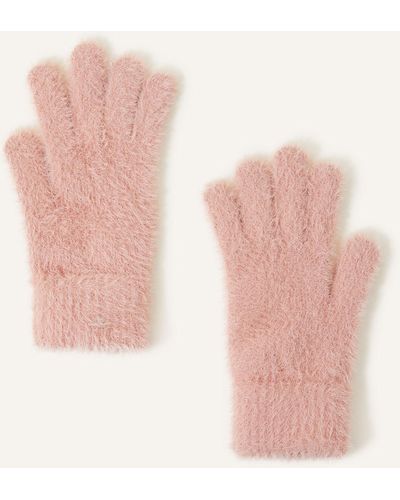 Accessorize Women's Pink Super-stretch Fluffy Knit Gloves