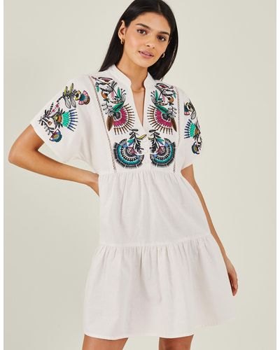 Accessorize Women's Fan Embroidered Cover Up Dress White
