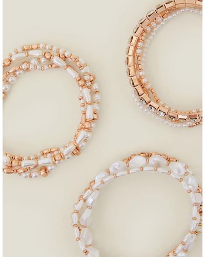 Accessorize Women's Gold Diamante Stretch Bracelets Multipack - Natural
