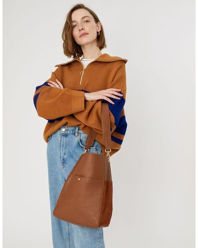 Accessorize Chloe Leather Shoulder Bag - Brown