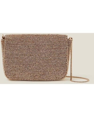 Accessorize Women's Fold Over Beaded Clutch Bag Gold - Natural