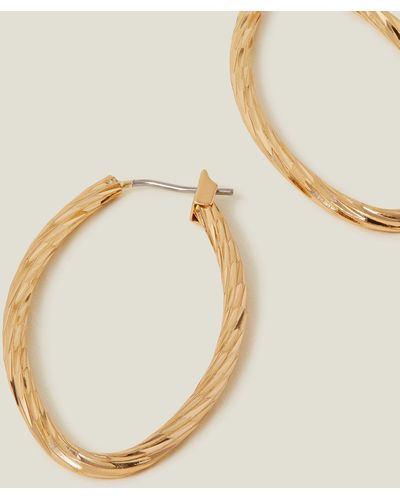 Accessorize Gold Twisted Oval Hoops - Metallic