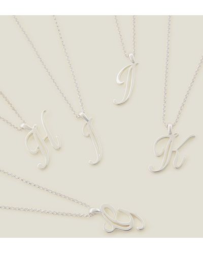 Accessorize Women's Sterling Silver-plated Initial Necklace Silver - Natural