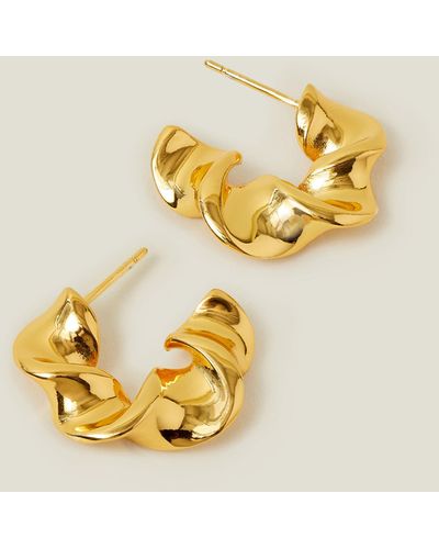 Accessorize 14ct Gold-plated Croissant Hoops - Metallic