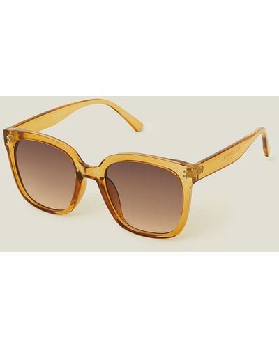 Accessorize Gold Crystal Large Square Sunglasses - Natural