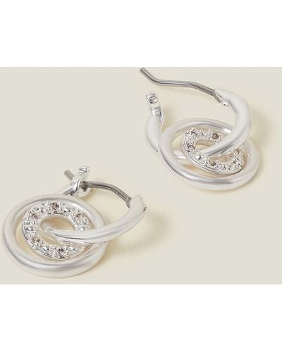 Accessorize Women's Sterling Silver-plated Circle Charm Hoops - Natural