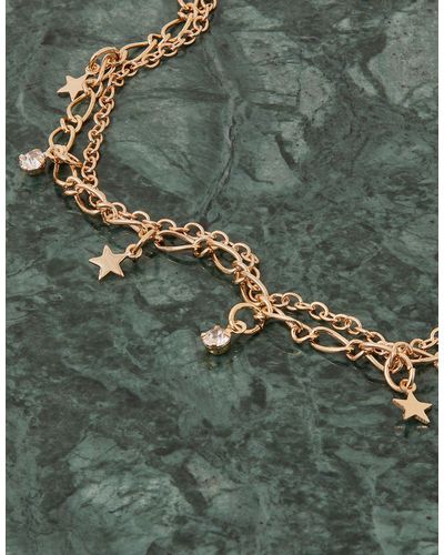 Accessorize Women's Gold Starry Layered Anklet - Green