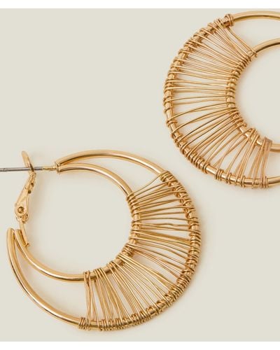 Accessorize Gold Double Wrapped Hoop Earrings - Natural