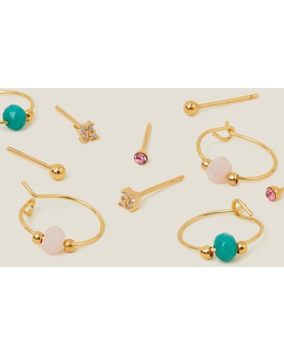 Accessorize 5-pack 14ct Gold-plated Earrings - Natural