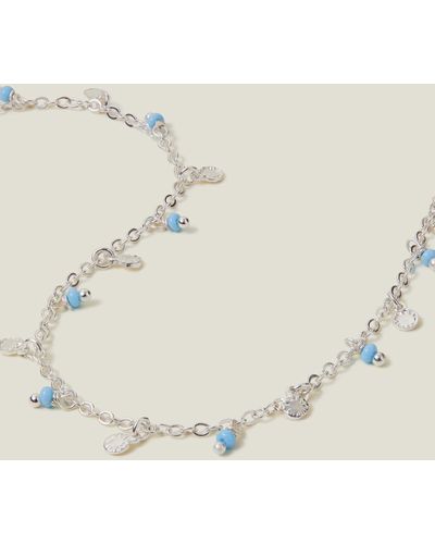 Accessorize Sterling Silver-plated Beaded Anklet - Natural