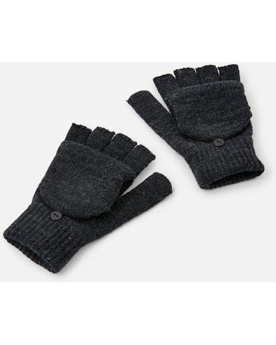 Accessorize Grey Plain Capped Gloves - Black