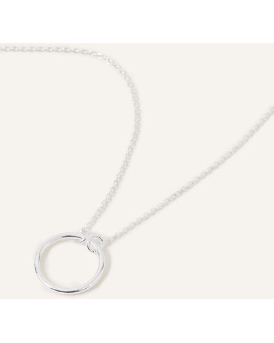 Accessorize Women's Silver Sterling Perfect Circle Necklace - Brown