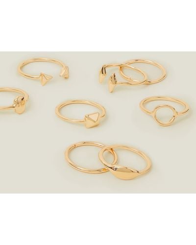 Accessorize Women's 8-pack Geometric Stacking Rings Gold - Natural