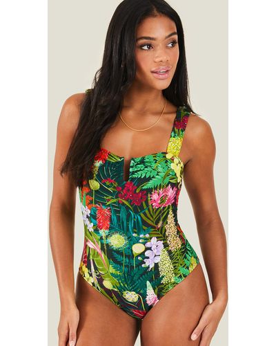 Accessorize Women's Green Jungle Print Swimsuit
