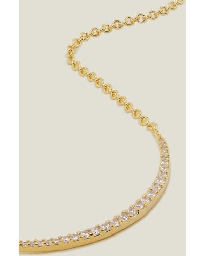 Accessorize 14ct Gold-plated Curved Bar Necklace - Natural