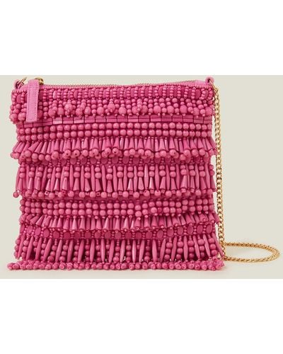Accessorize Women's Gold Hand-beaded Tassel Bag - Pink