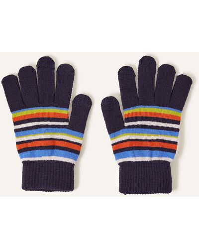 Accessorize Navy/blue Stripe Superstretch Touchscreen Gloves