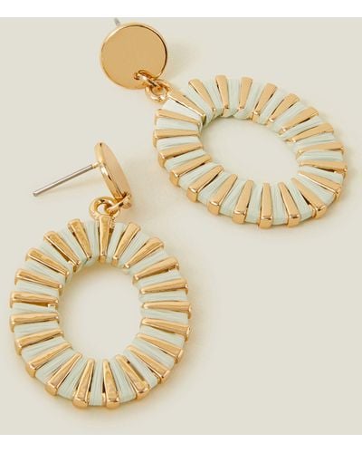 Accessorize Gold Thread Wrap Oval Earrings - Metallic