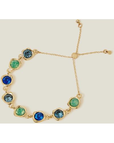 Accessorize Women's Gold And Green Glass Molten Gem Bracelet - Natural