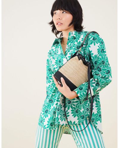 Accessorize Women's Raffia Mini Duffle Bag - Green