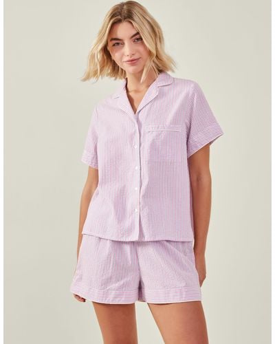 Accessorize Seersucker Shorts Pyjama Set Blue - Purple