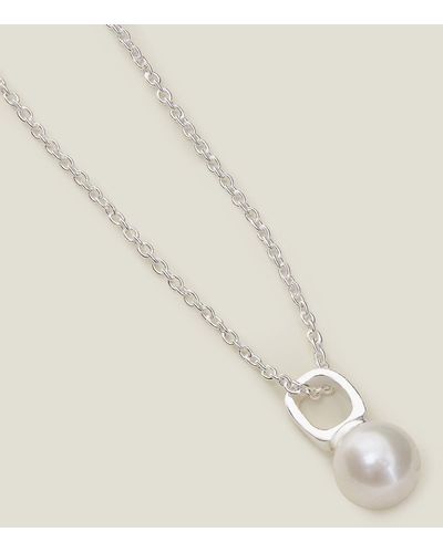 Accessorize Sterling Silver-plated Freshwater Pearl Necklace - Natural
