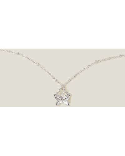 Accessorize Pave Butterfly Pendant Necklace - Natural