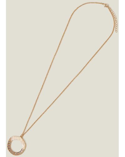 Accessorize Women's Gold Textured Circle Long Pendant Necklace - Natural