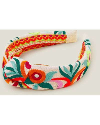 Accessorize Women's Red Floral Embroidered Headband - White