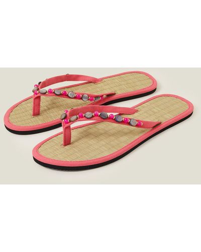 Accessorize Women's Moonstone Seagrass Flip Flops Pink