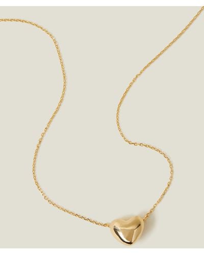 Accessorize 14ct Gold-plated Puff Heart Necklace - Natural