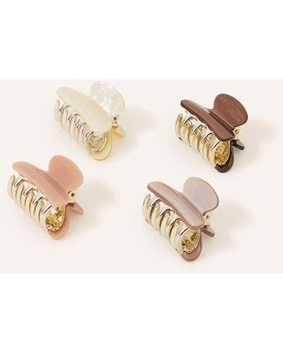 Accessorize Women's Brown Mini Claw Clips 4 Pack - Multicolour
