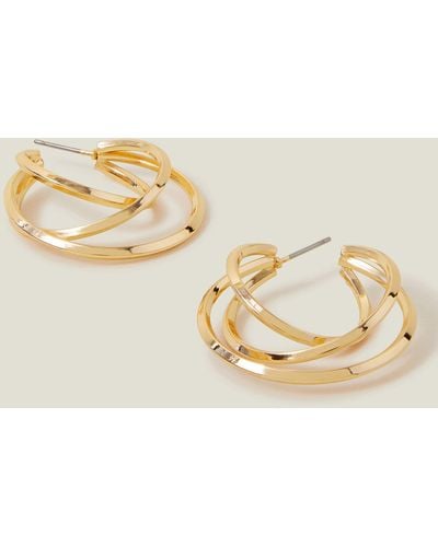 Accessorize Women's Gold Layered Hoop Earrings - Metallic