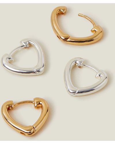 Accessorize Gold 2-pack Heart Hoop Earrings - Natural