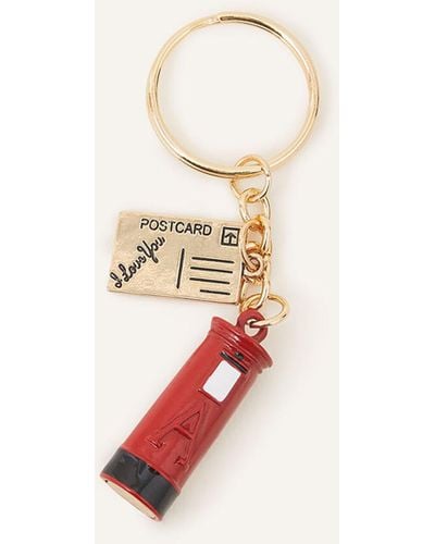 Accessorize Women's Gold London Postbox Keyring - White