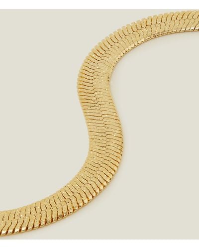 Accessorize 14ct Gold-plated Hammered Snake Chain - Metallic