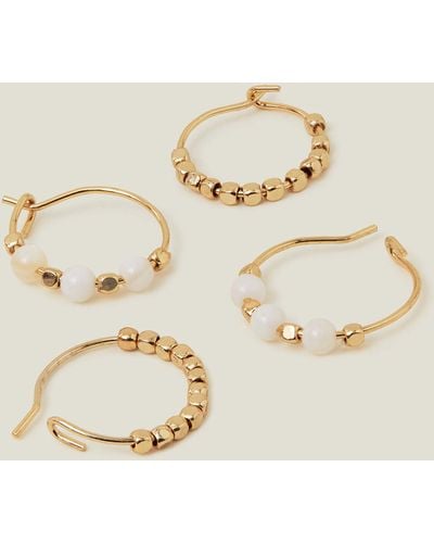 Accessorize 2-pack 14ct Gold-plated Seed Pearl Hoops - Brown