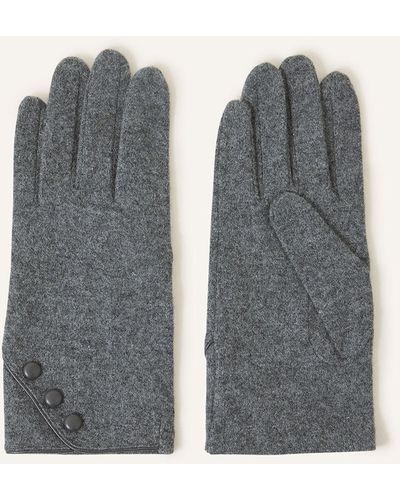 Accessorize Grey Knitted Wool Blend Touchscreen Button Gloves - Blue