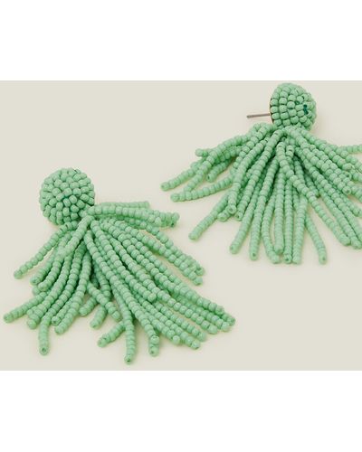 Accessorize Women's Green Short Bead Tassel Earrings