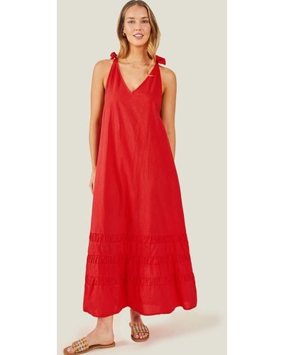 Accessorize Women's Ruched Hem Maxi Dress Red