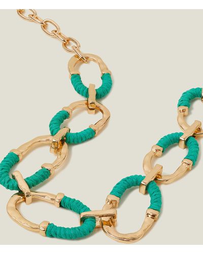 Accessorize Women's Gold Wrapped Loop Necklace - Green
