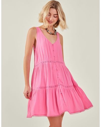 Accessorize Lace Insert Swing Dress Pink