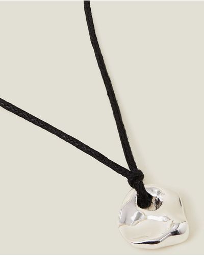 Accessorize Black Sterling Silver-plated Molten Cord Necklace - Natural