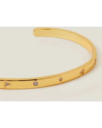 Accessorize Women's 14ct Gold-plated Sparkle Bangle - Yellow
