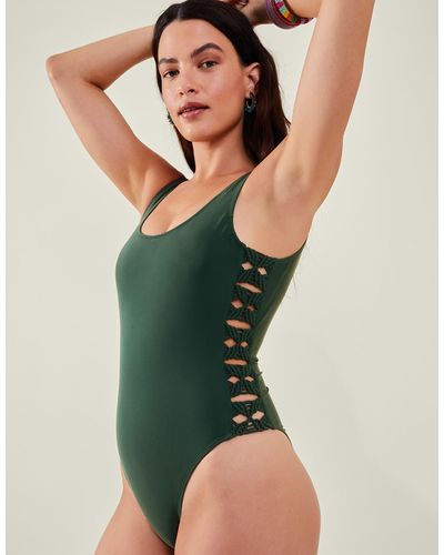 Accessorize Macrame Swimsuit Teal - Green