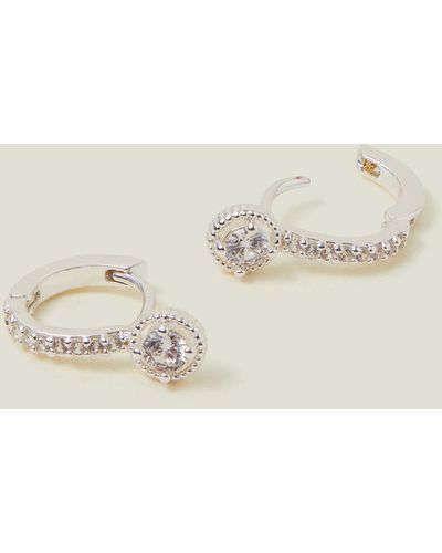Accessorize Sterling Silver-plated Sparkle Hoop Earrings - Natural