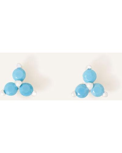 Accessorize Women's Sterling Silver Triangle Stud Earrings - Blue
