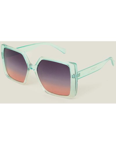 Accessorize Brown Oversized Ombre Crystal Sunglasses - Blue
