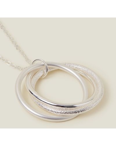 Accessorize Women's Silver Long Circle Pendant Necklace - Natural